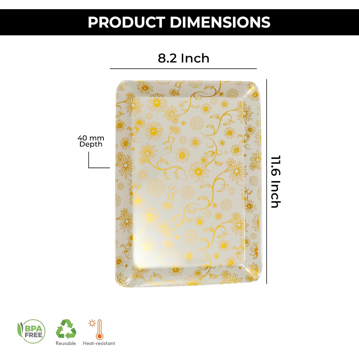 Ariya Melamine Serving Tray Set of 12 – Golden Mirage | 603