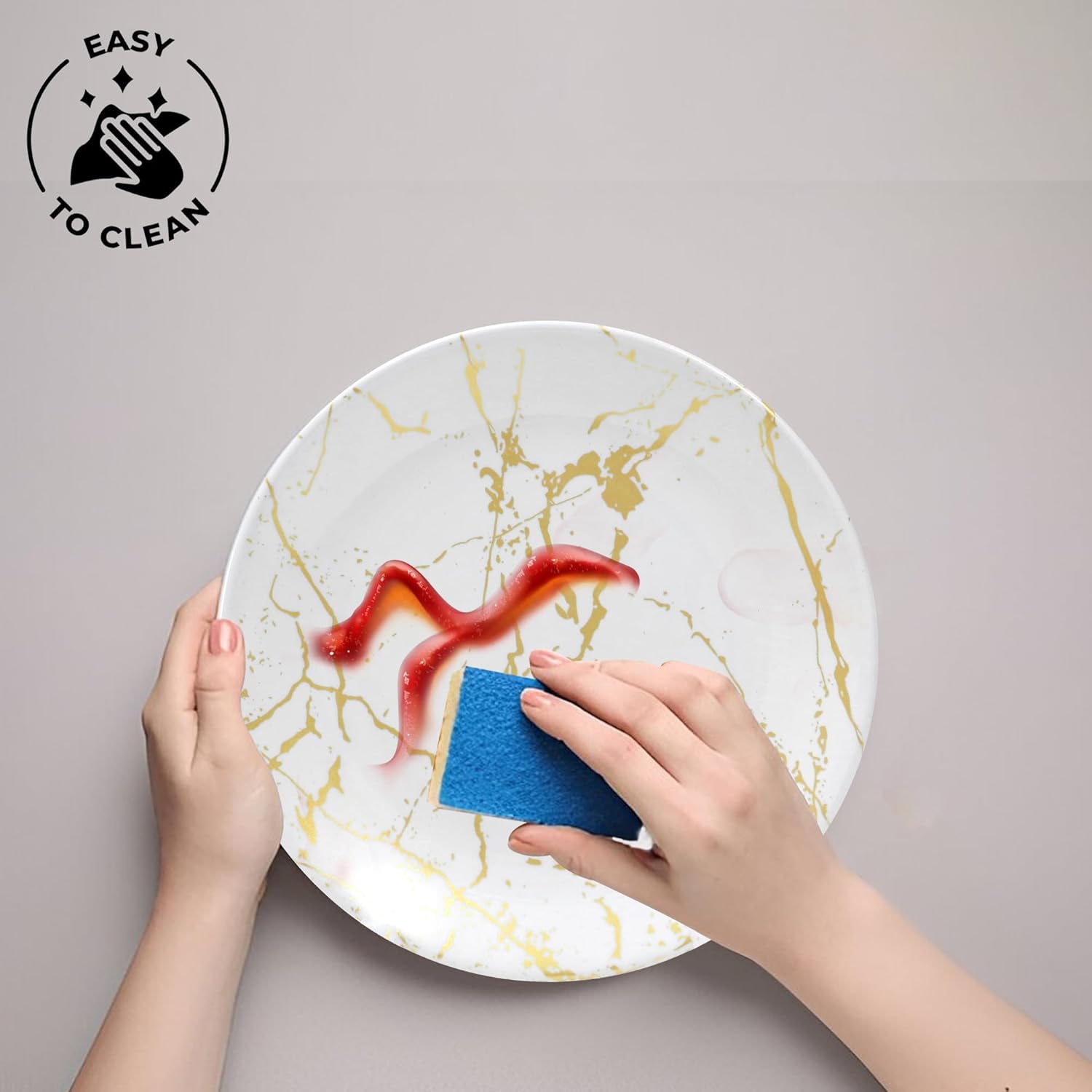Ariya 10.5" Melamine Dinner Plates Set of 24 – Classic Gold Fusion