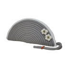 ARIYA Stylish Unique Handmade Grey & White Line (PP & Cotton Blend) Clutch Bag with 2 Flower, Perfect for Parties, Weddings & Everyday Outings