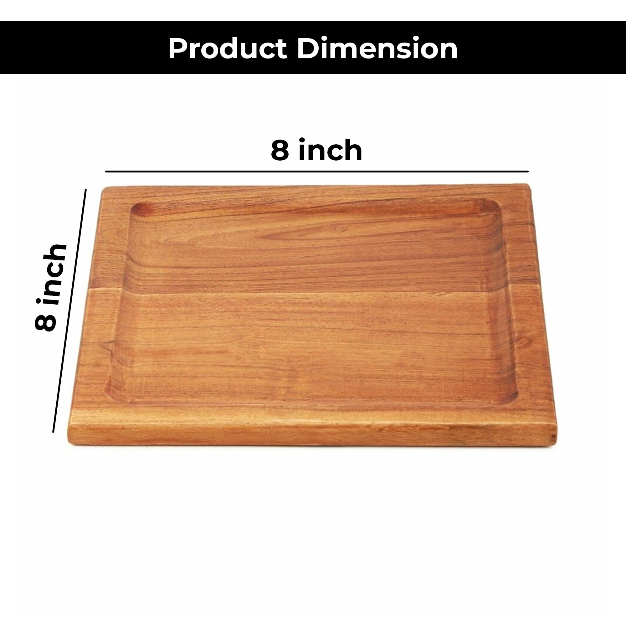 Ariya 8x8 Inch Acacia Wood Serving Platter with Chutney Bowl – Nuts, Bread & Snacks