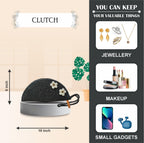 ARIYA Stylish Unique Handmade Black (PP & Cotton Blend) Clutch Bag with 2 Flower, Perfect for Parties, Weddings & Everyday Outings.