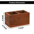 Ariya 7" Acacia Wooden Cutlery Holder | 2-Compartment Spoon & Fork Organizer for Dining & Kitchen