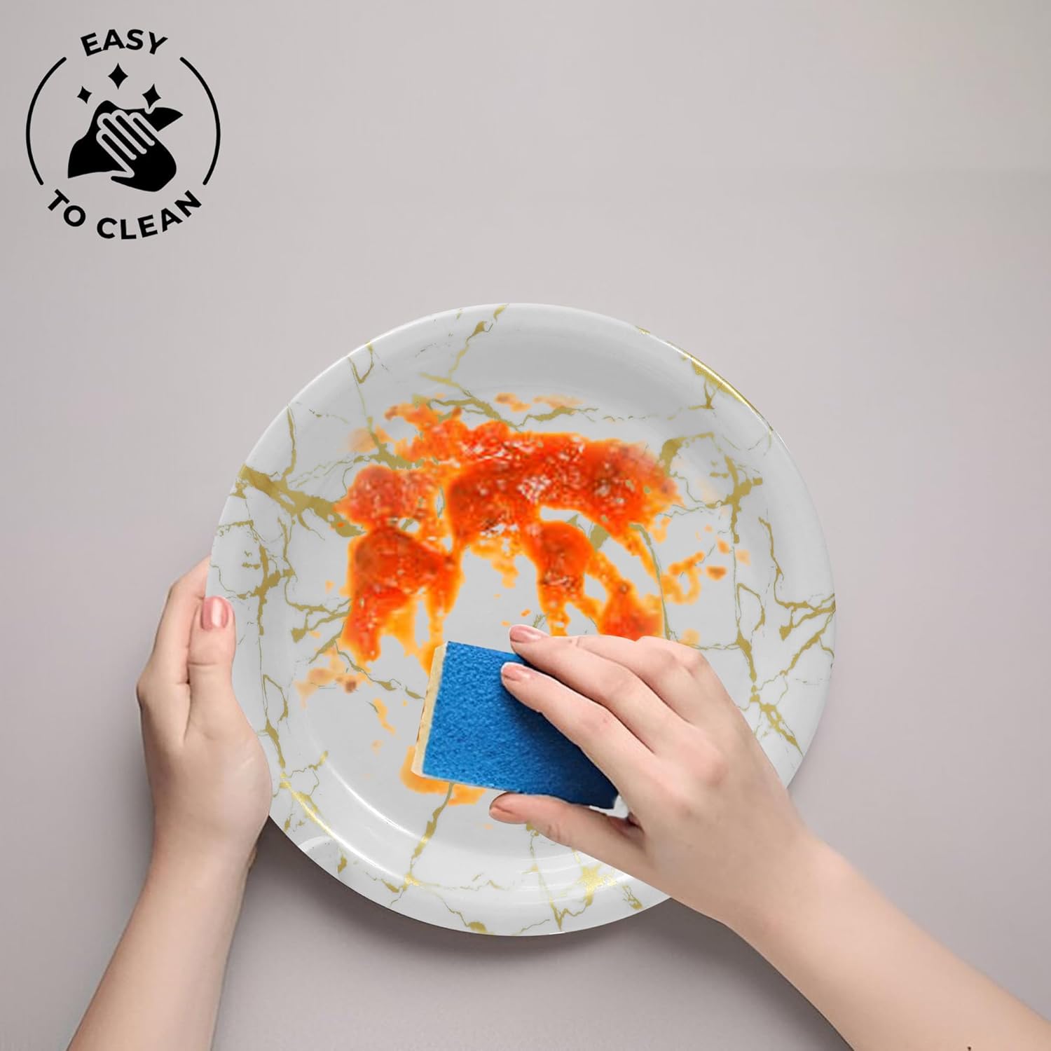 Ariya Melamine Dinner Plates 13 Inch Set of 24 | Golden Grace