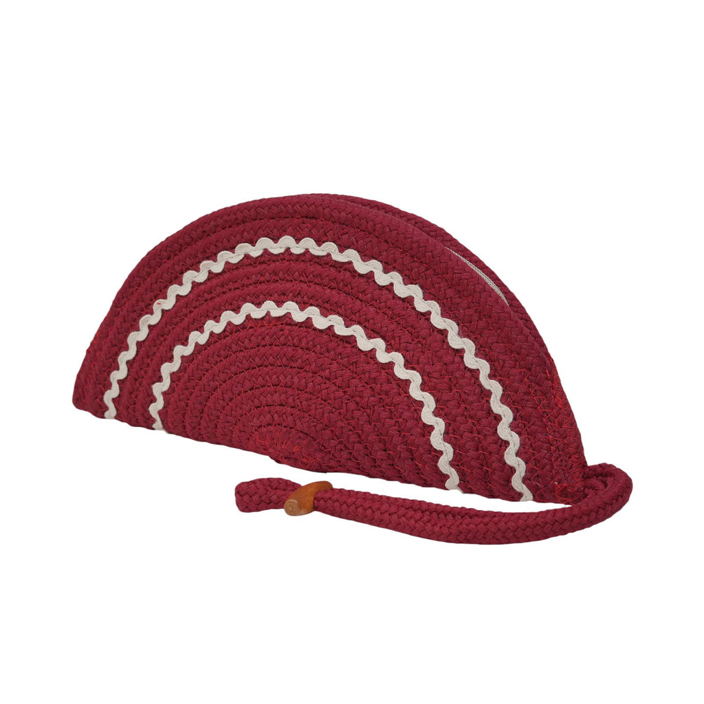 ARIYA Stylish Unique Handmade Red & White Lace (PP & Cotton Blend) Clutch Bag, Perfect for Parties, Weddings & Everyday Outings