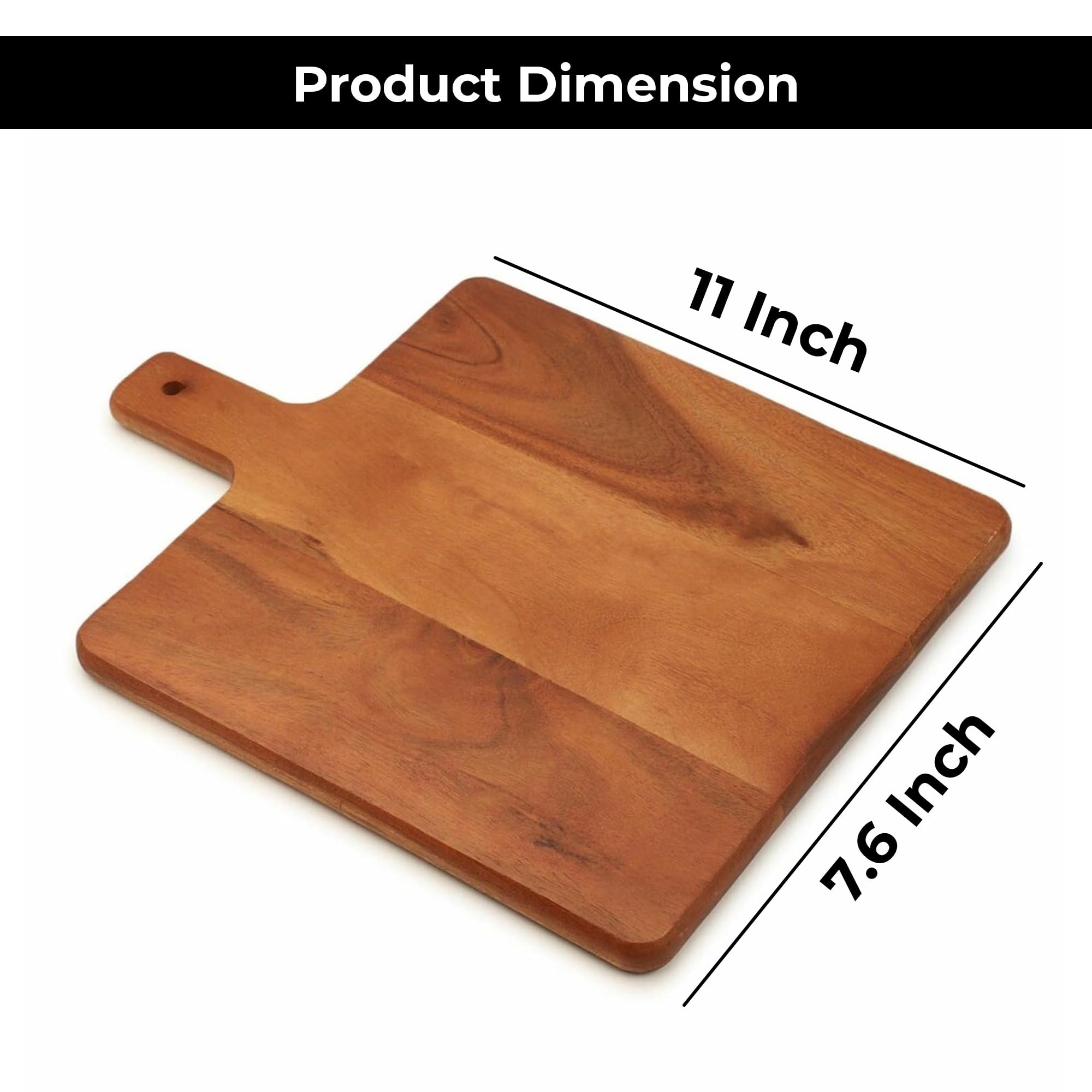 Ariya 11x7.6 Inch Acacia Wood Serving Platter with Handle – Snacks & Fruits Tray