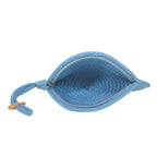 ARIYA Stylish Unique Handmade Blue & White Line (PP & Cotton Blend) Clutch Bag with Flower, Perfect for Parties, Weddings & Everyday Outings