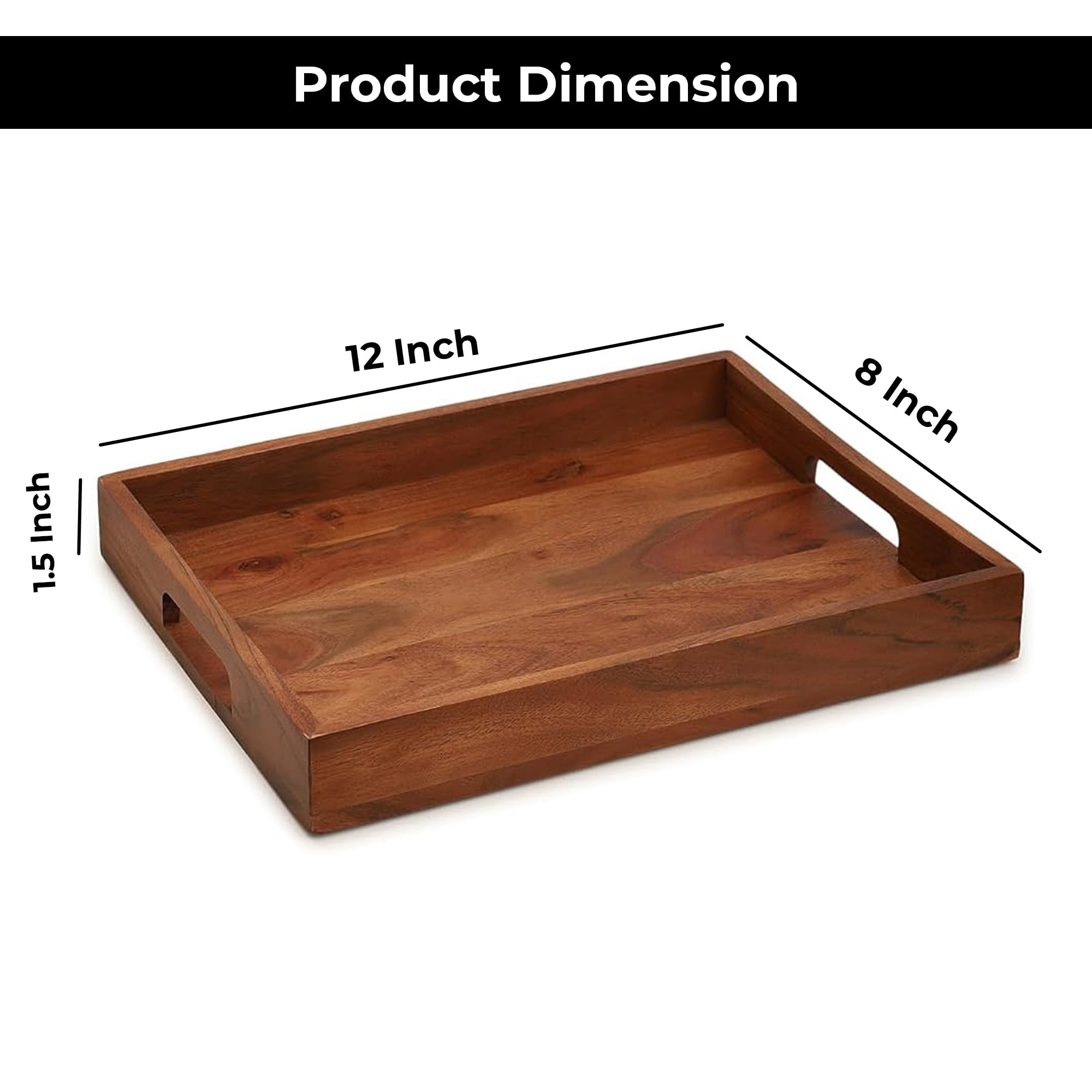 Ariya 12" Acacia Wooden Serving Tray with Handles | Dining & Home Decor