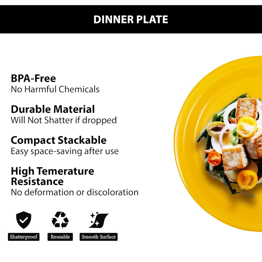 Ariya Melamine 11" Inch Dinner Plate | Yellow | Pack of 4