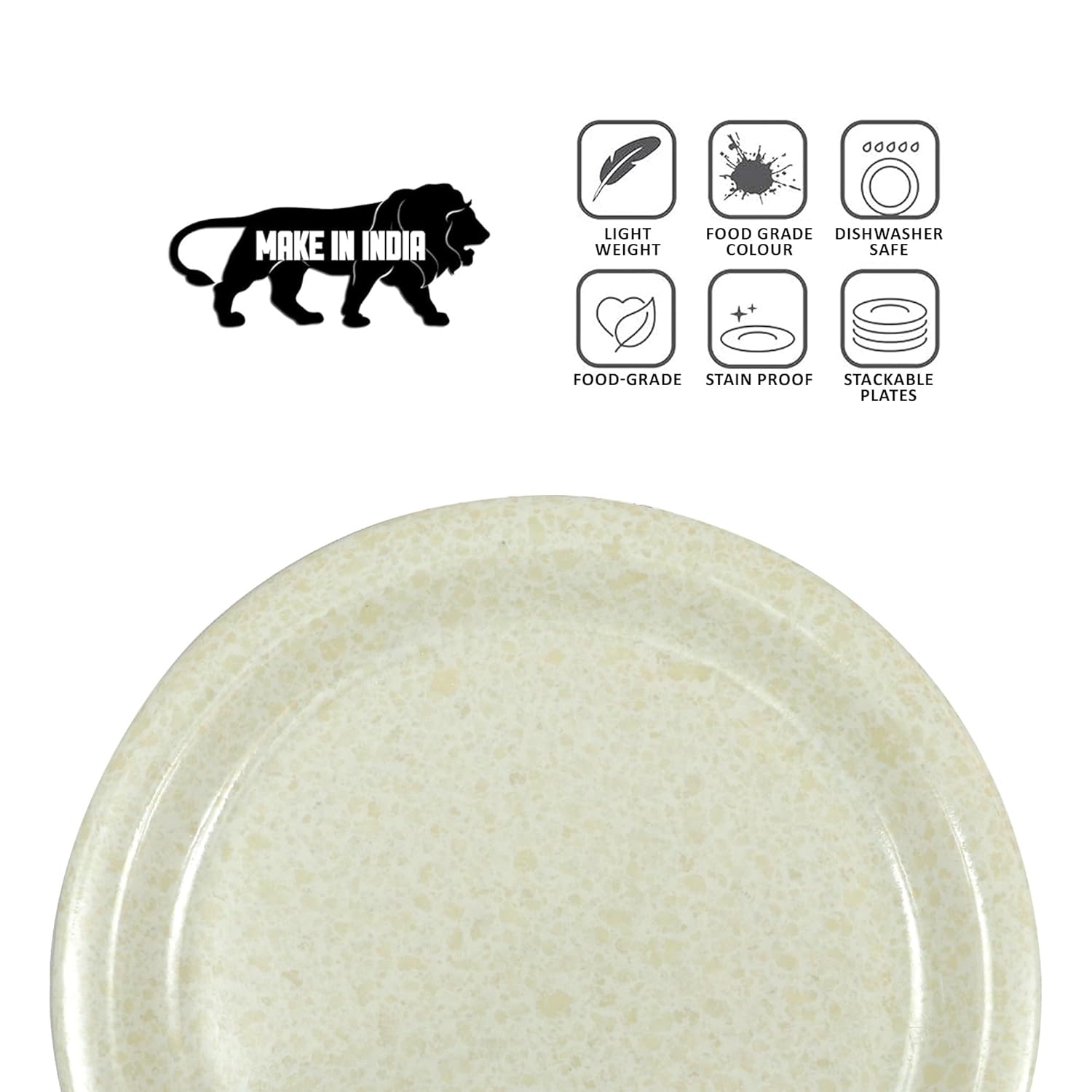 Ariya Melamine 11"Inch Dinner Plate | Gold-Cream | Pack of 4