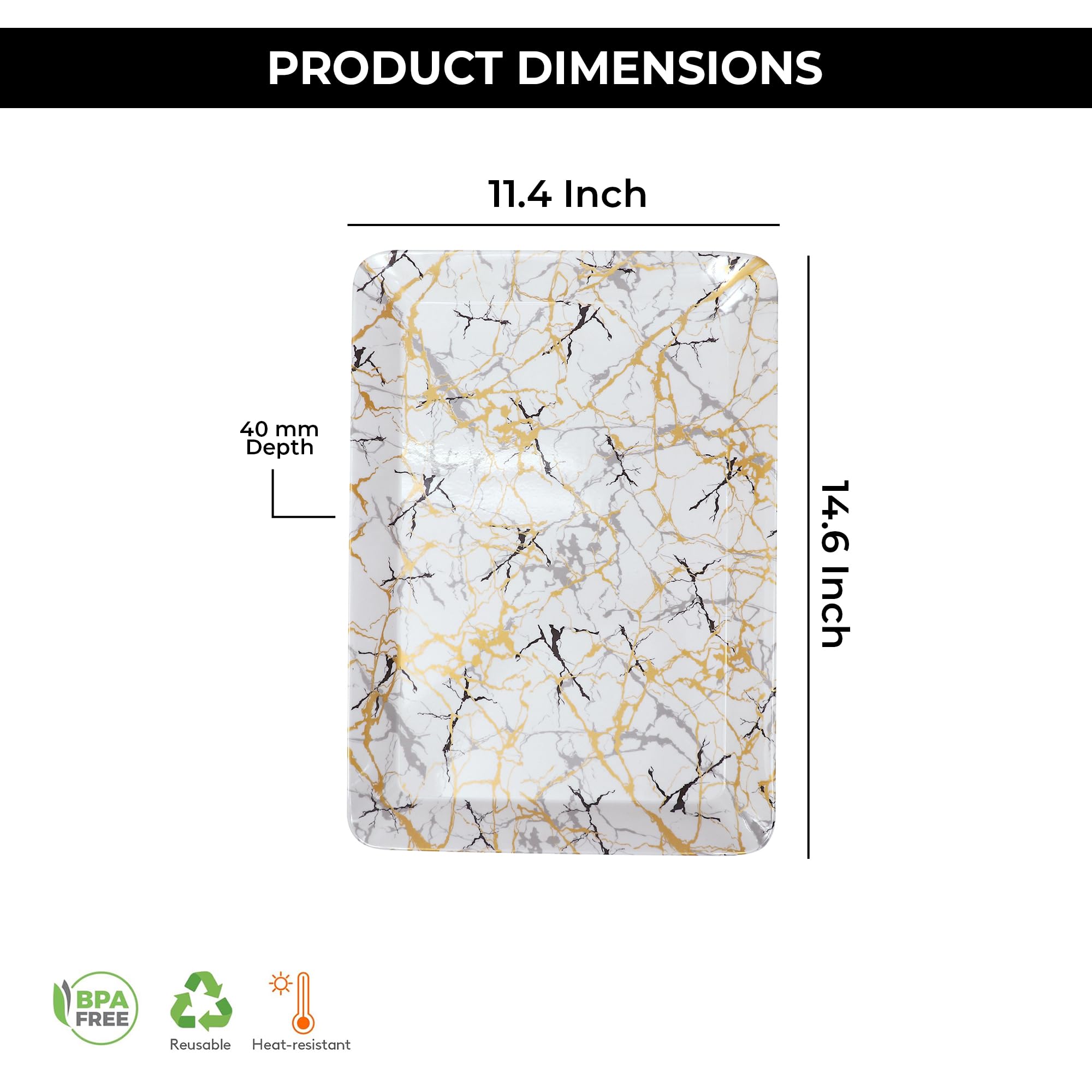 Ariya Melamine Serving Tray Set of 6 – Midnight Mirage Large | 605