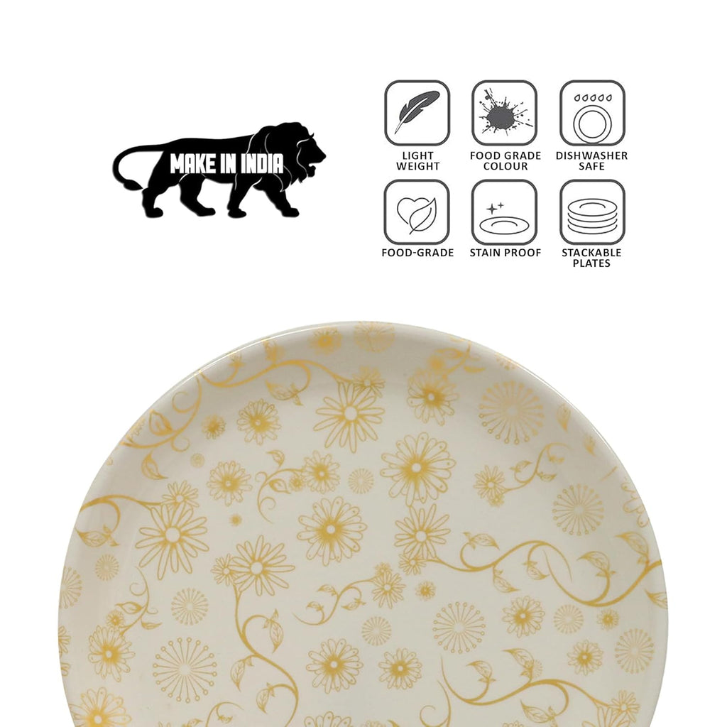 Ariya Melamine Dinner Plates 12 Inch Set of 24 | Flower Pattern