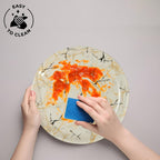 Ariya Melamine Dinner Plates 12 Inch Set of 24 | White, Gold & Black