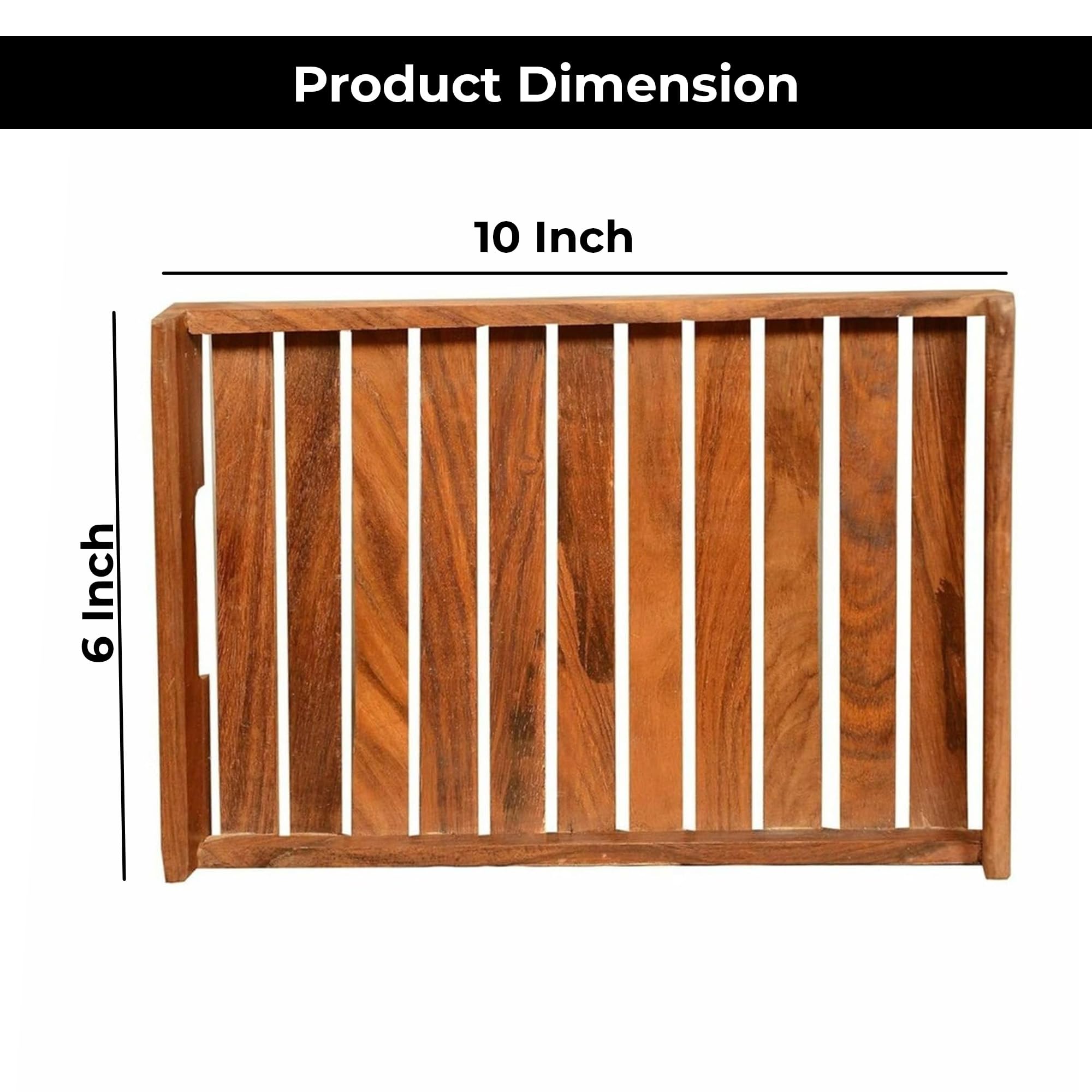 Ariya 10" Acacia Wooden Serving Tray with Handles – Handcrafted for Snacks & Drinks