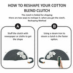 ARIYA Stylish Unique Handmade Dark Grey & White Line (PP & Cotton Blend) Clutch Bag with Flower, Perfect for Parties, Weddings & Everyday Outings