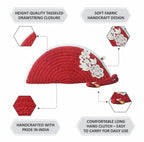 ARIYA Stylish Unique Handmade Red & White Line (PP & Cotton Blend) Clutch Bag with Flower, Perfect for Parties, Weddings & Everyday Outings