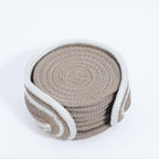 Ariya 6 Psc PP & Cotton Blend Beige Coasters (6 Inch) - Absorbent, Woven, Ideal for Room, Hotel, Bar, Housewarming Gift