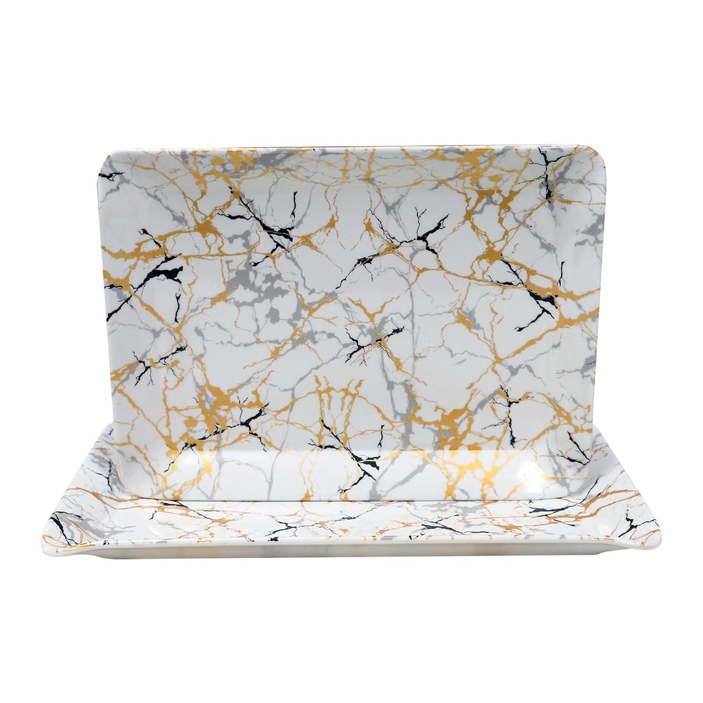 Ariya Melamine Serving Tray Set of 2 – White and Black | 603,604