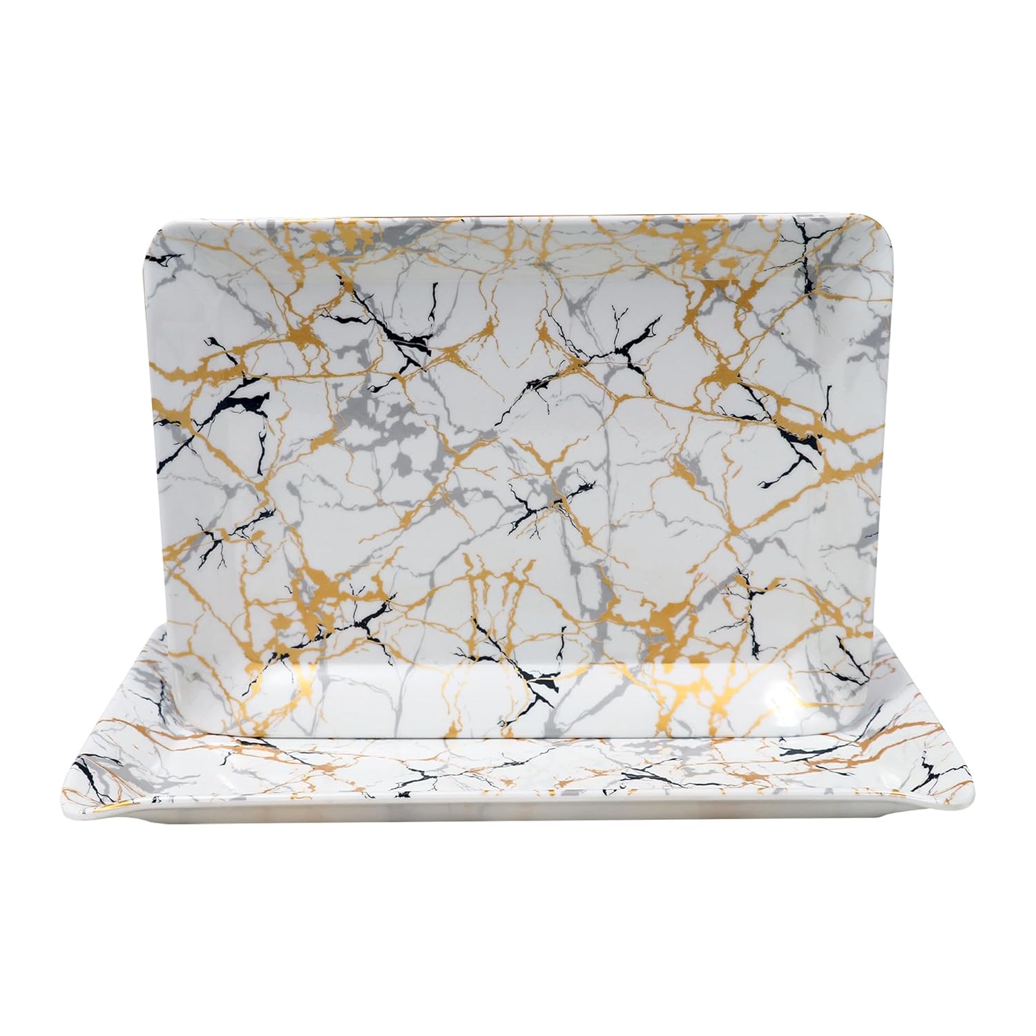 Ariya Melamine Serving Tray Set of 2 – White and Black | 603,604