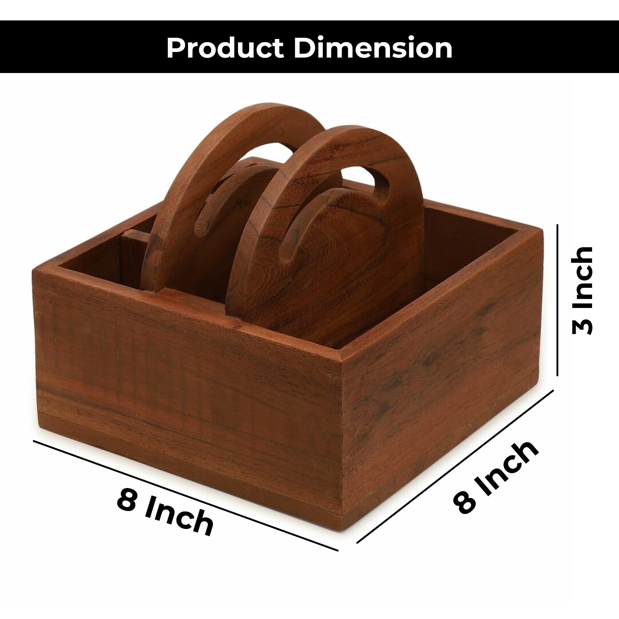 Ariya 8" Acacia Wooden Cutlery Holder | 5-Compartment Spoon & Napkin Organizer