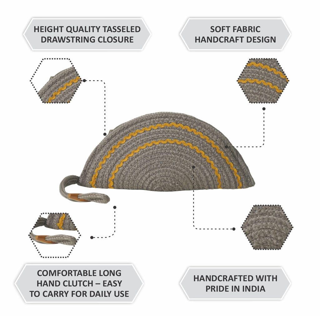 ARIYA Stylish Unique Handmade Beige & Yellow Lace (PP & Cotton Blend) Clutch Bag, Perfect for Parties, Weddings & Everyday Outings