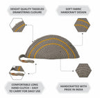 ARIYA Stylish Unique Handmade Beige & Yellow Lace (PP & Cotton Blend) Clutch Bag, Perfect for Parties, Weddings & Everyday Outings