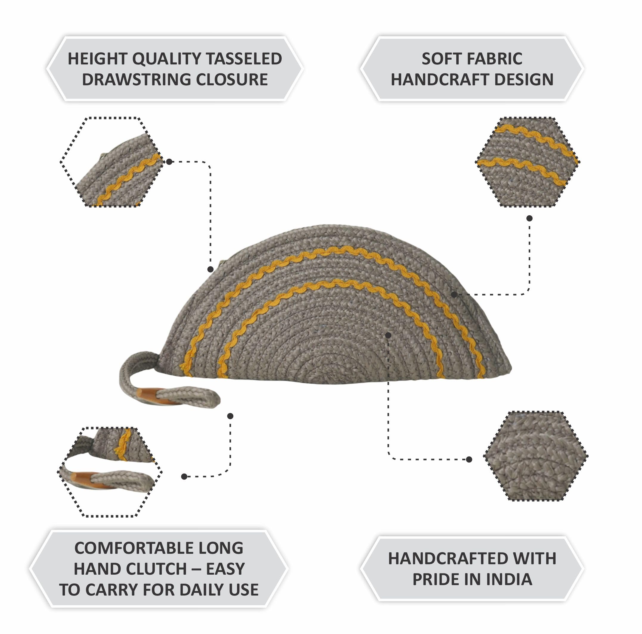 ARIYA Stylish Unique Handmade Beige & Yellow Lace (PP & Cotton Blend) Clutch Bag, Perfect for Parties, Weddings & Everyday Outings