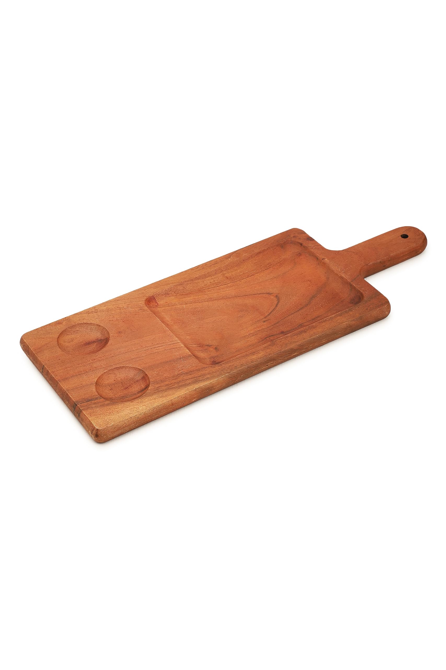 Ariya 16.5 x 6 Inch Acacia Wooden Rectangle Serving Platter with Handle