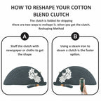 ARIYA Stylish Unique Handmade Dark Grey (PP & Cotton Blend) Clutch Bag with Flower, Perfect for Parties, Weddings & Everyday Outings