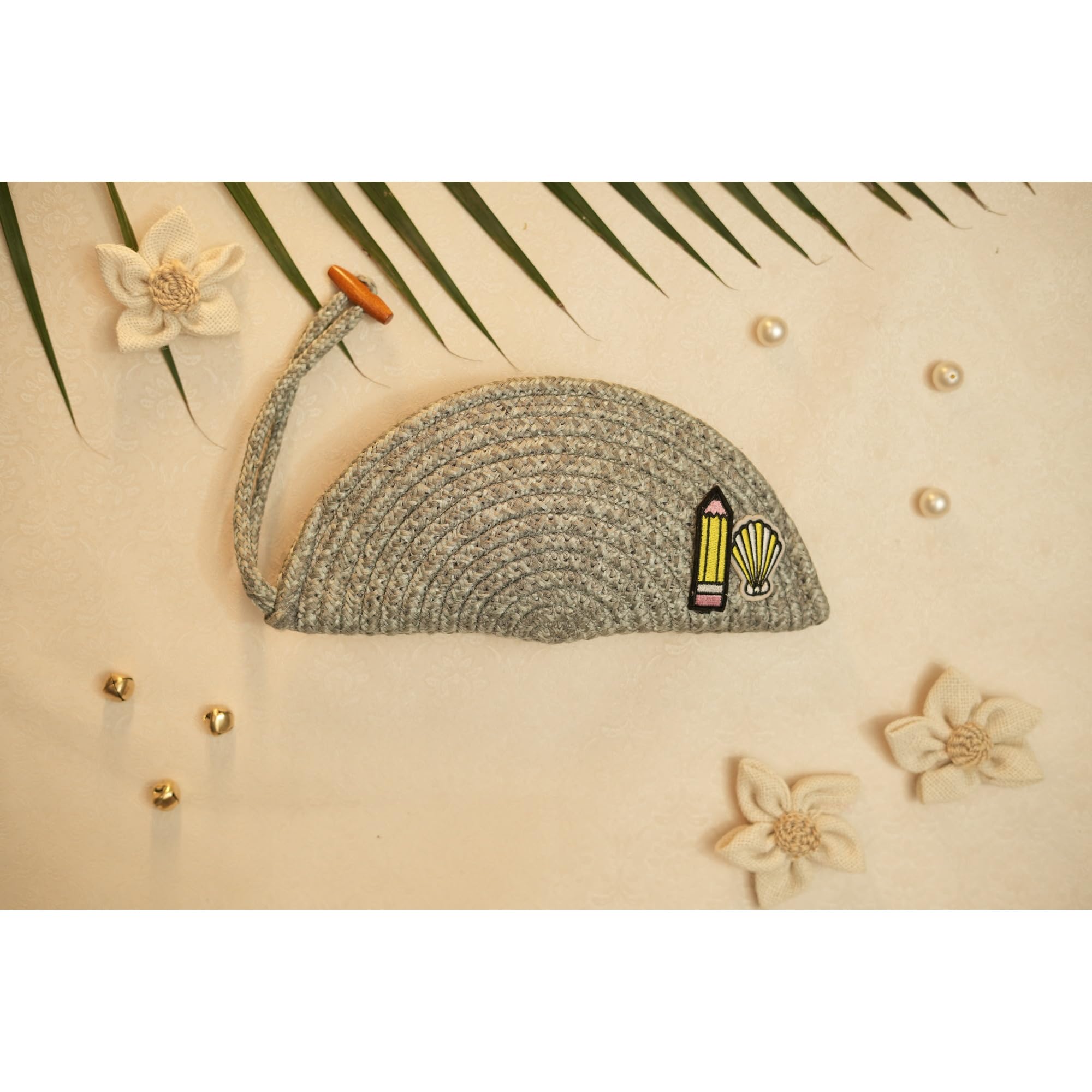 ARIYA Stylish Unique Handmade Coffee (PP & Cotton Blend) Clutch Bag with Sticker, Perfect for Parties, Weddings & Everyday Outings