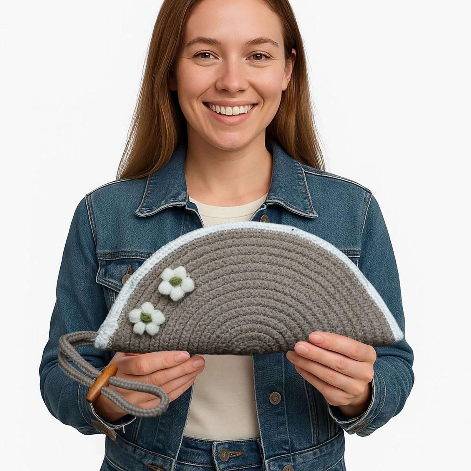 ARIYA Women Clutch Handbag with Flower (4077 | Beige) Handcrafted PP & Cotton Blend Clutch, Perfect for Ladies & Girls, Lightweight Stylish Purse for Parties, Special Occasions, Casual & Formal