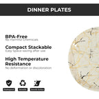 Ariya Melamine Dinner Plates 12 Inch Set of 24 | White, Gold & Black