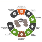 Ariya 6 Psc PP & Cotton Blend Brown Coasters (6 Inch) - Absorbent, Woven, Ideal for Room, Hotel, Bar, Housewarming Gift