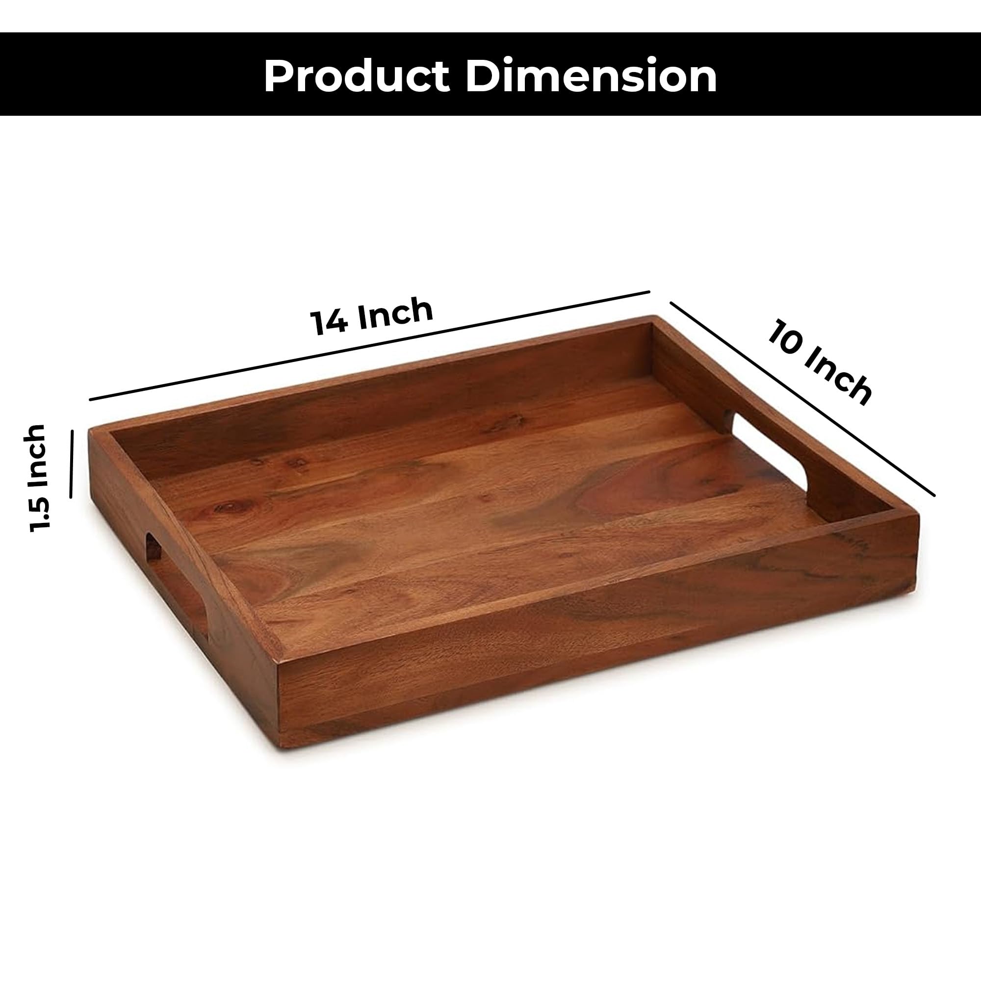 Ariya 14" Acacia Wooden Serving Tray with Handles | Dining & Home Decor