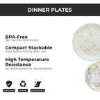 Ariya 10.5" Melamine Dinner Plates Set of 24 – Classic Gold Fusion
