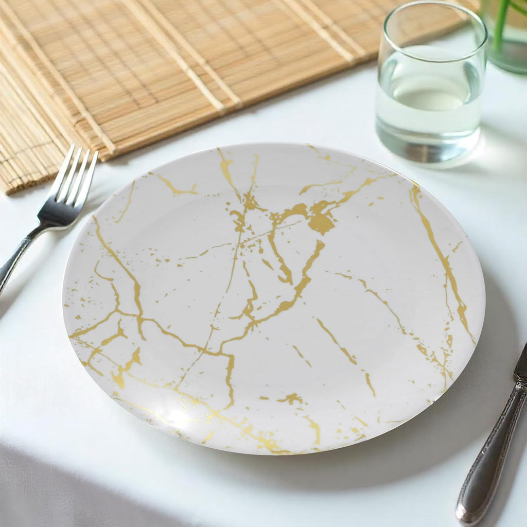 Ariya 10.5" Melamine Dinner Plates Set of 12 – Classic Gold Fusion