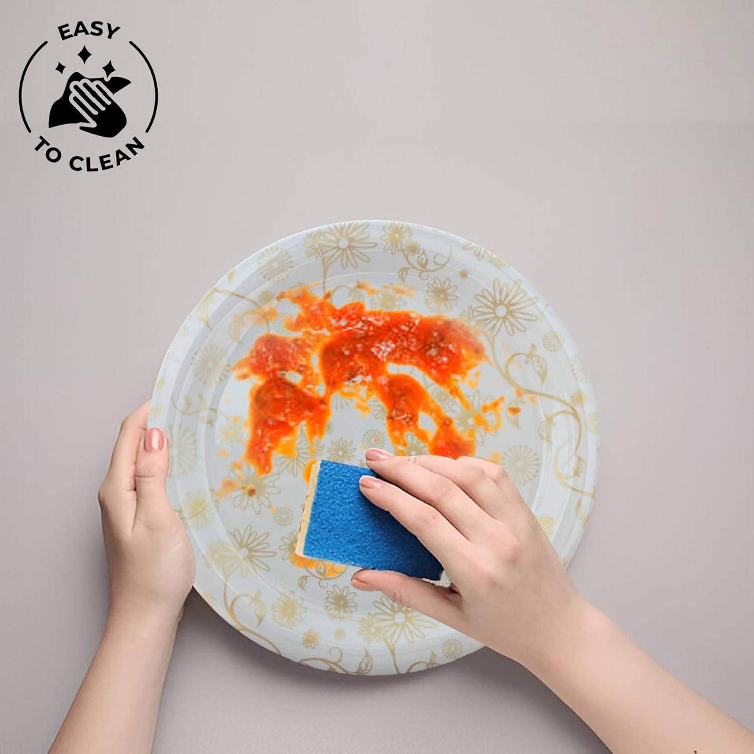 Ariya Melamine Dinner Plates 13 Inch Set of 12 | Golden Blossom