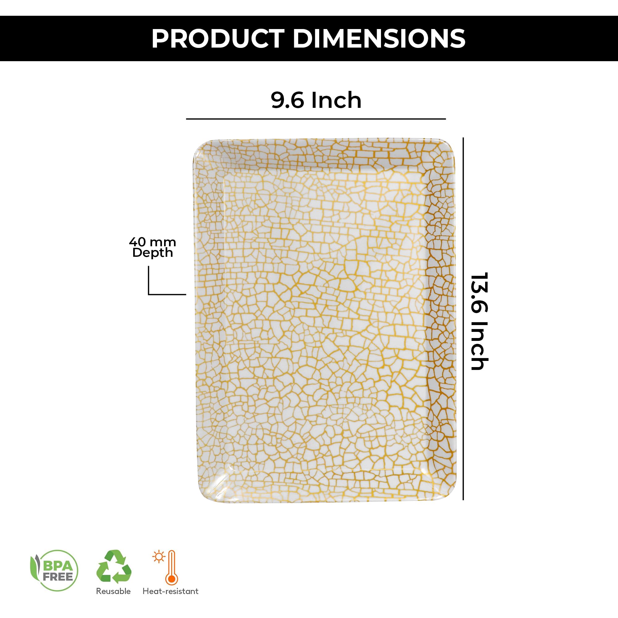 Ariya Melamine Serving Tray Set of 6 – Golden Mosaic Medium | 604