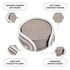Ariya 6 Psc PP & Cotton Blend Beige Coasters (6 Inch) - Absorbent, Woven, Ideal for Room, Hotel, Bar, Housewarming Gift