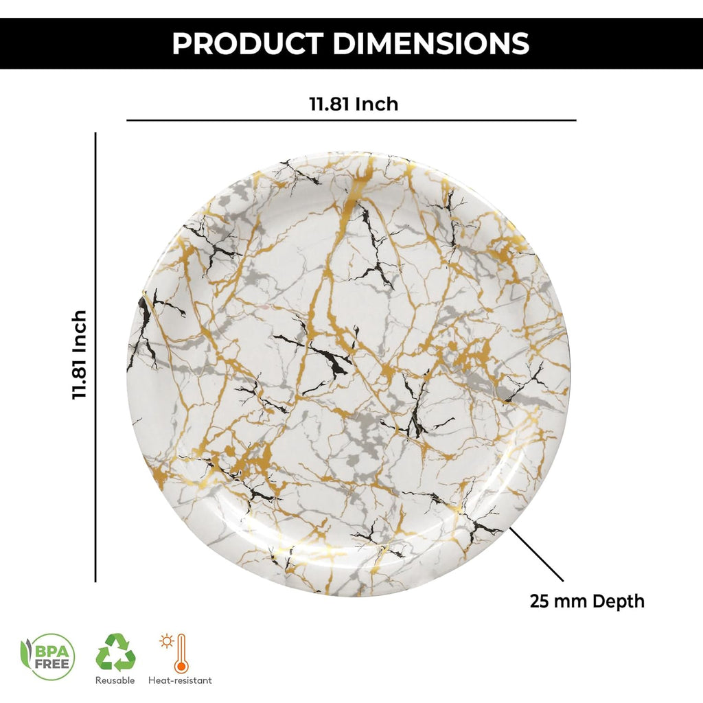 Ariya Melamine Dinner Plates 13 Inch Set of 12 | Royal Marble