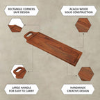 Ariya 23.5x8.5" Acacia Wood Serving Platter with Chutney Bowl – Nuts, Bread & Snacks