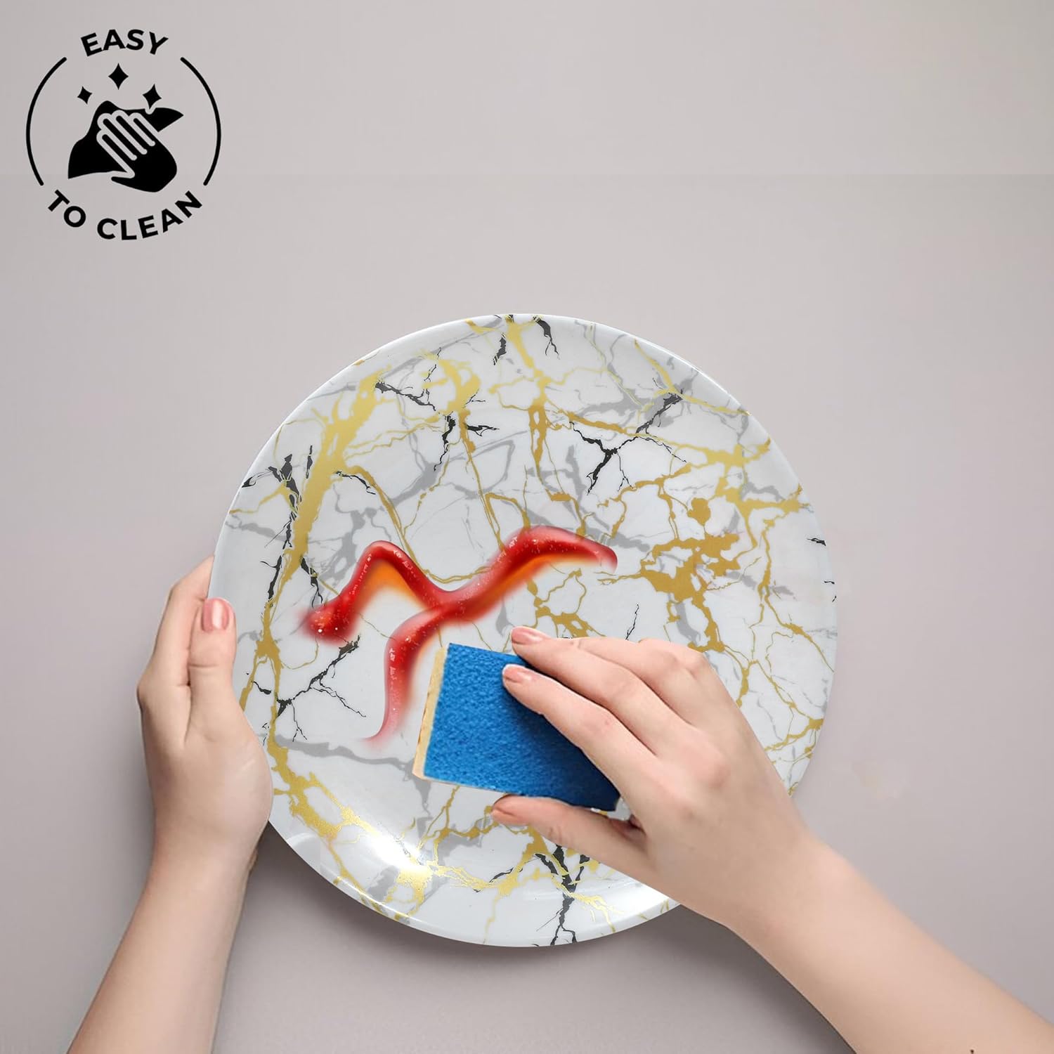 Ariya 10.5" Melamine Dinner Plates Set of 24 – Luxury Gold
