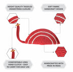 ARIYA Stylish Unique Handmade Red & White Lace (PP & Cotton Blend) Clutch Bag, Perfect for Parties, Weddings & Everyday Outings