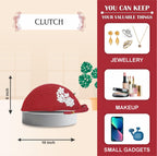 ARIYA Stylish Unique Handmade Red (PP & Cotton Blend) Clutch Bag with Flower, Perfect for Parties, Weddings & Everyday Outings