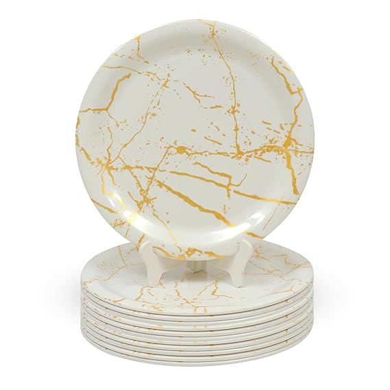 Ariya Melamine Dinner Plates 13 Inch Set of 12 | Golden Grace
