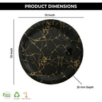 Ariya Melamine Dinner Plates 13 Inch Set of 12 | Midnight Gold