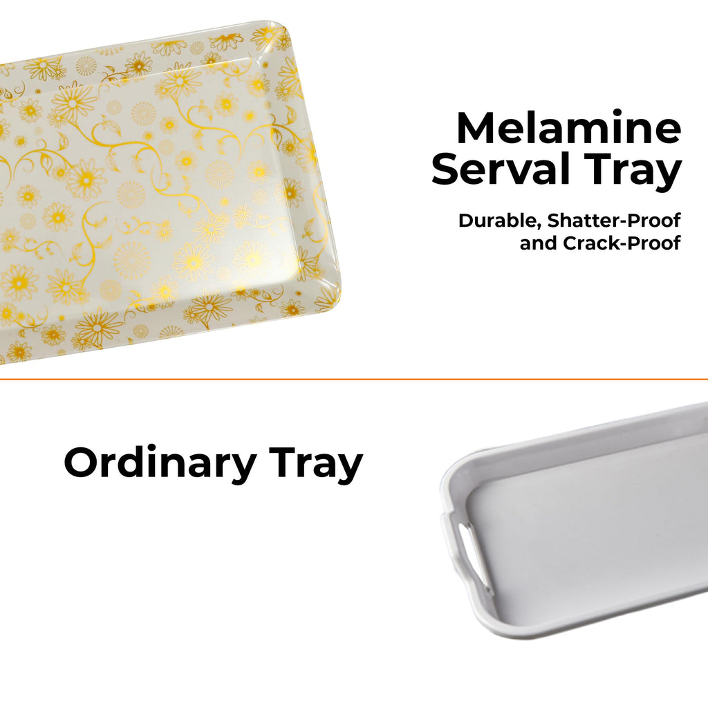 Ariya Melamine Serving Tray Set of 6 – Golden Bloom | 604