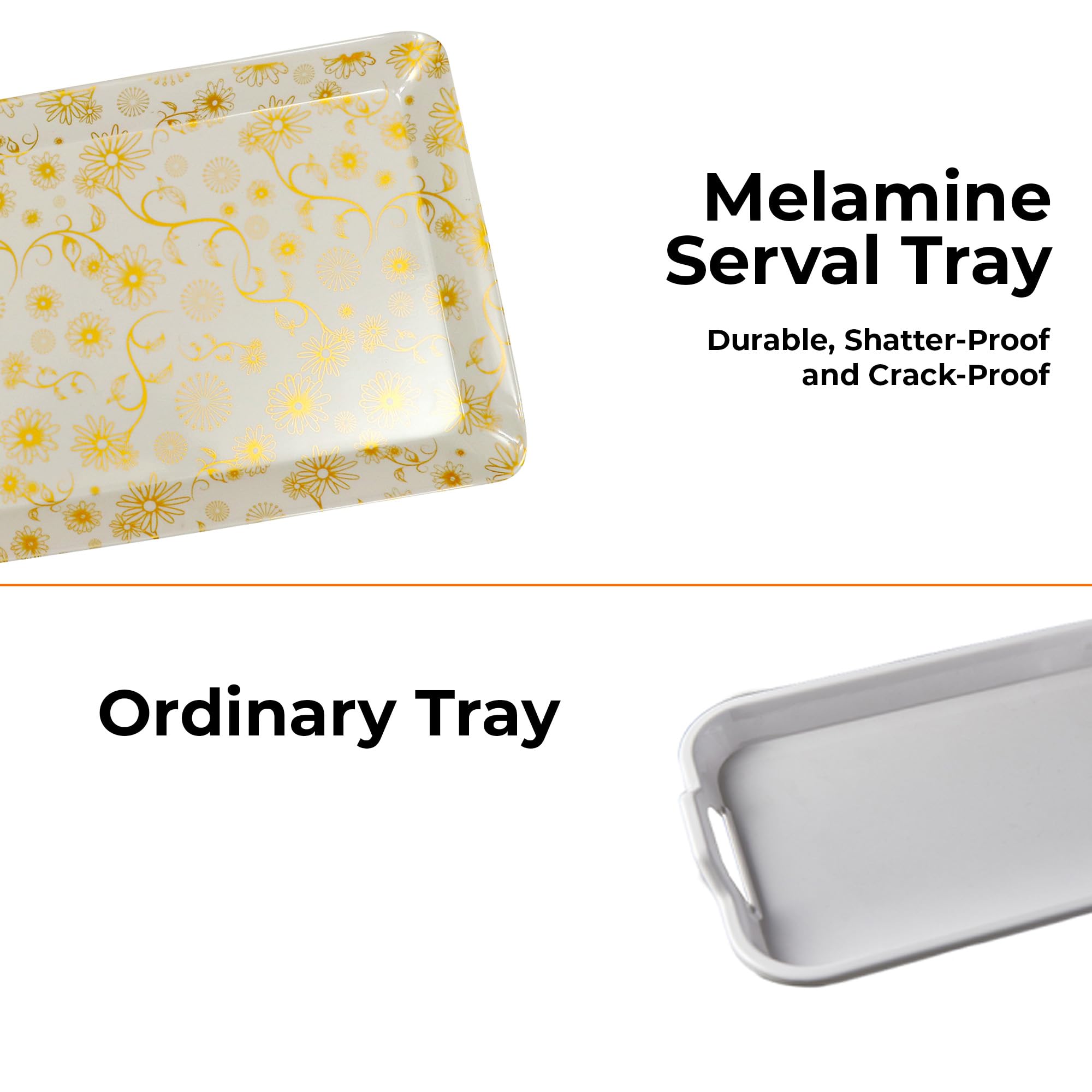 Ariya Melamine Serving Tray Set of 6 – Golden Bloom | 604