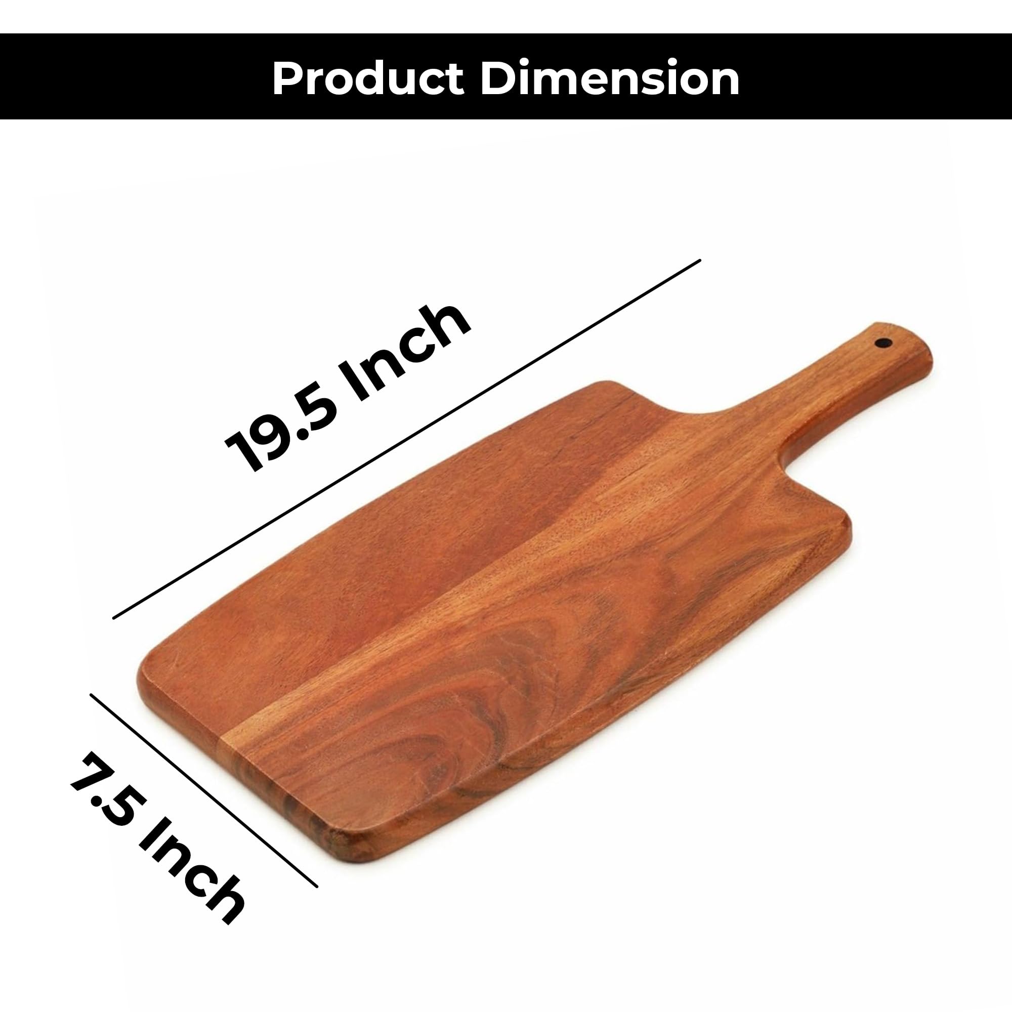 Ariya 19x7.5 Inch Acacia Wood Rectangular Serving Platter with Handle