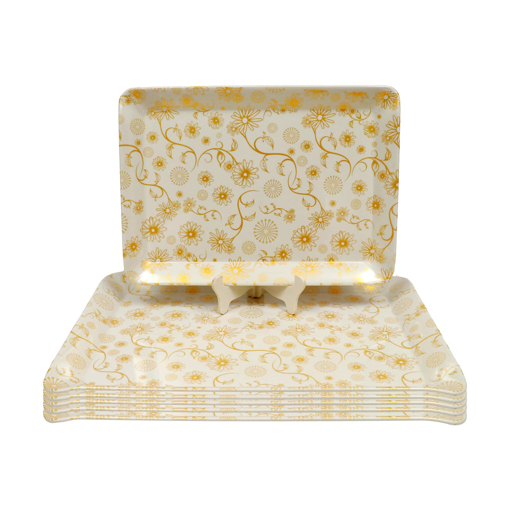 Ariya Melamine Serving Tray Set of 6 – Golden Bloom | 605