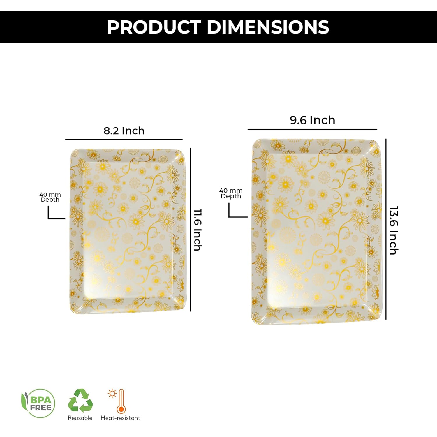 Ariya Melamine Serving Tray Set of 2 – Flower Pattern | 603,604